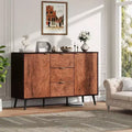 Sideboard Buffet Cabinet with Drawers and Shelves, Credenza Storage Coffee Bar with Metal Handles, Robot Vacuum Friendly for Kitchen and Dining