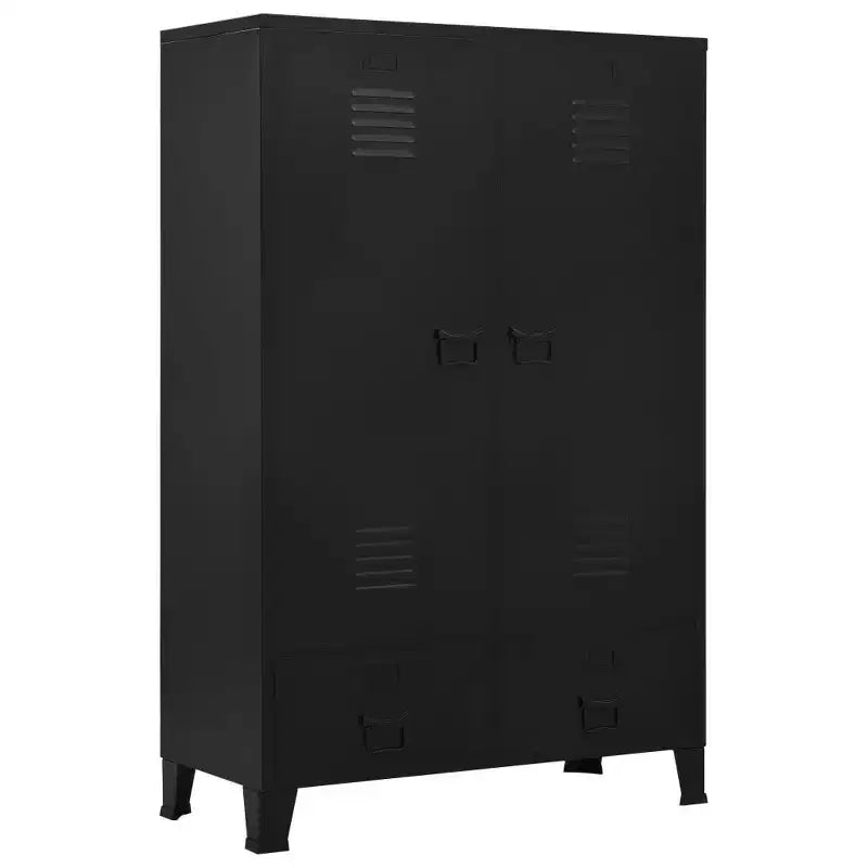 vidaXL Wardrobe Black Steel, Plastic Compact Wardrobe Rectangular