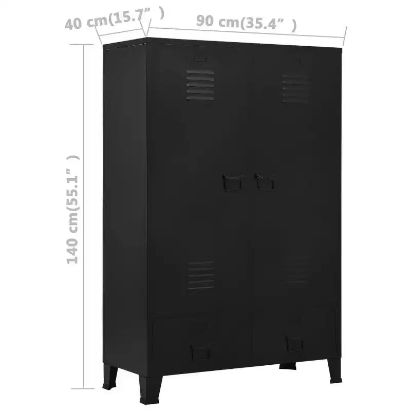 vidaXL Wardrobe Black Steel, Plastic Compact Wardrobe Rectangular