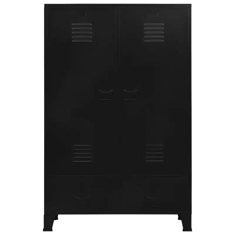 vidaXL Wardrobe Black Steel, Plastic Compact Wardrobe Rectangular