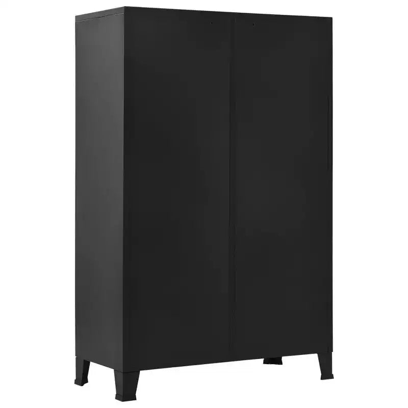 vidaXL Wardrobe Black Steel, Plastic Compact Wardrobe Rectangular