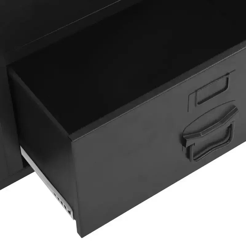 vidaXL Wardrobe Black Steel, Plastic Compact Wardrobe Rectangular