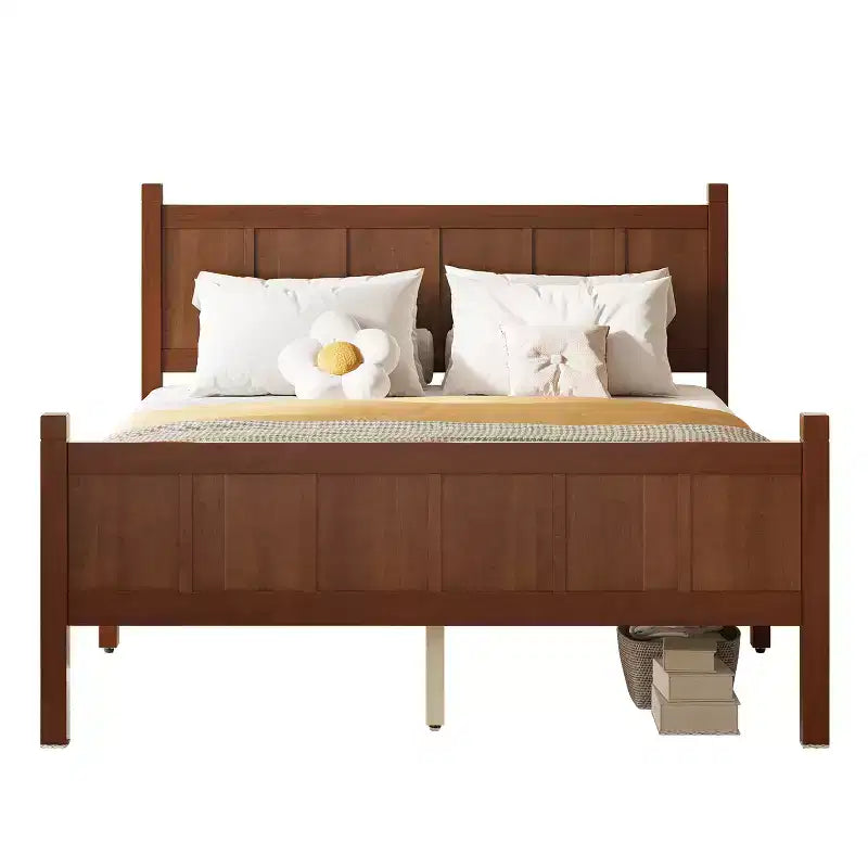 FAMYYT Twin Size Flat Panel Bed With Headboard & Footboard, Easy Assembly