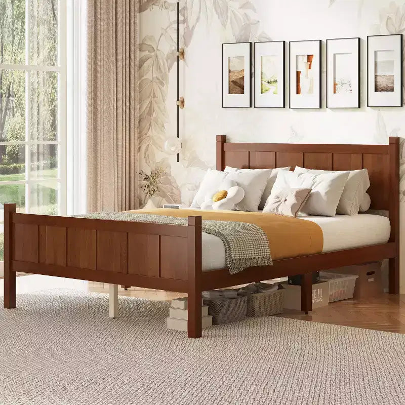 FAMYYT Twin Size Flat Panel Bed With Headboard & Footboard, Easy Assembly