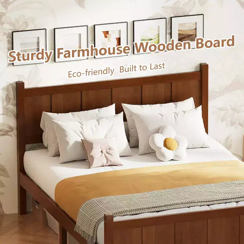 FAMYYT Twin Size Flat Panel Bed With Headboard & Footboard, Easy Assembly