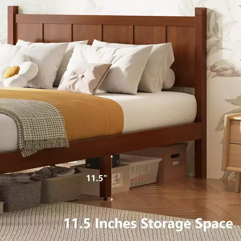 FAMYYT Twin Size Flat Panel Bed With Headboard & Footboard, Easy Assembly