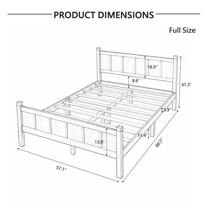 FAMYYT Twin Size Flat Panel Bed With Headboard & Footboard, Easy Assembly