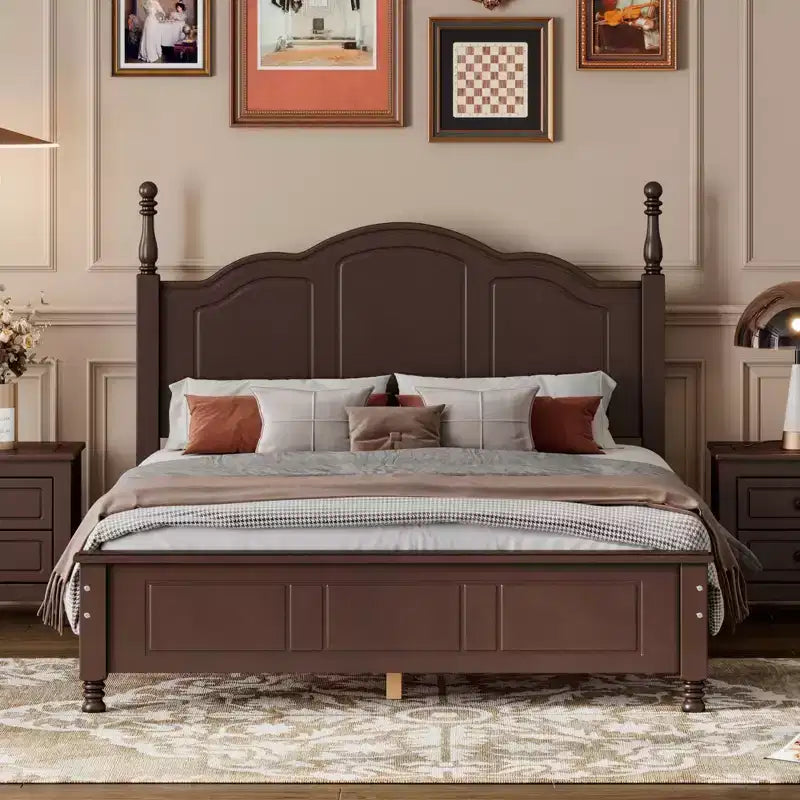 FAMYYT Full Size Wooden Platform Bed with Wooden Slat Support, Easy Assembly