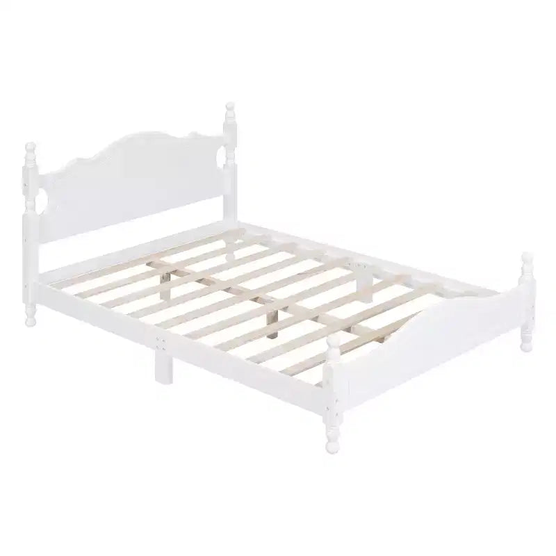 FAMYYT Full Size Wood Platform Bed With Wooden Slat Support, Easy Assembly