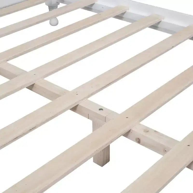 FAMYYT Full Size Wood Platform Bed With Wooden Slat Support, Easy Assembly