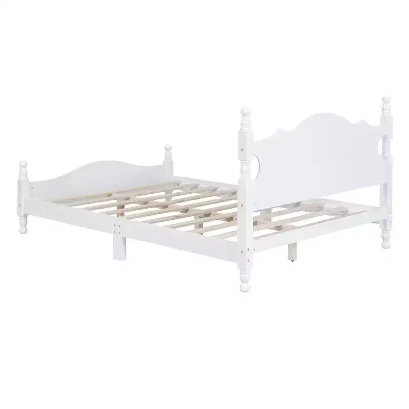 FAMYYT Full Size Wood Platform Bed With Wooden Slat Support, Easy Assembly