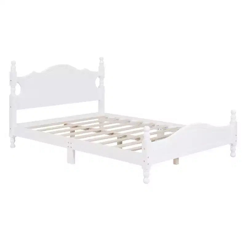 FAMYYT Full Size Wood Platform Bed With Wooden Slat Support, Easy Assembly