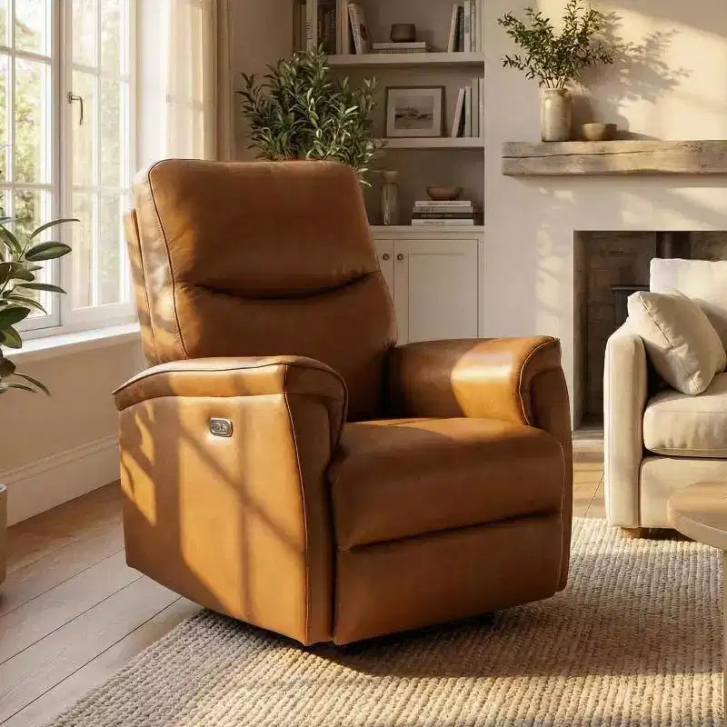 Fauteuil inclinable électrique GustoWave avec pivotement à 270 degrés, large assise en cuir PU pour salon ou chambre à coucher