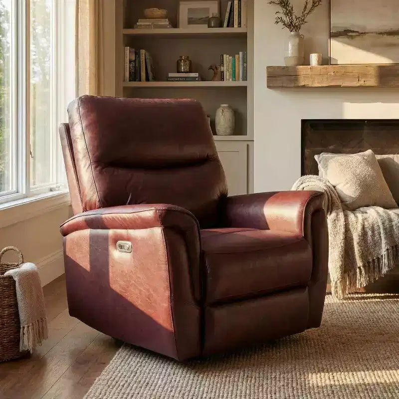 Fauteuil inclinable électrique GustoWave avec pivotement à 270 degrés, large assise en cuir PU pour salon ou chambre à coucher