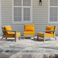 Polytrends Birchwood Canapé d'extérieur 3 places en PEHD aspect bois vieilli résistant aux intempéries, avec coussins (3 pièces)