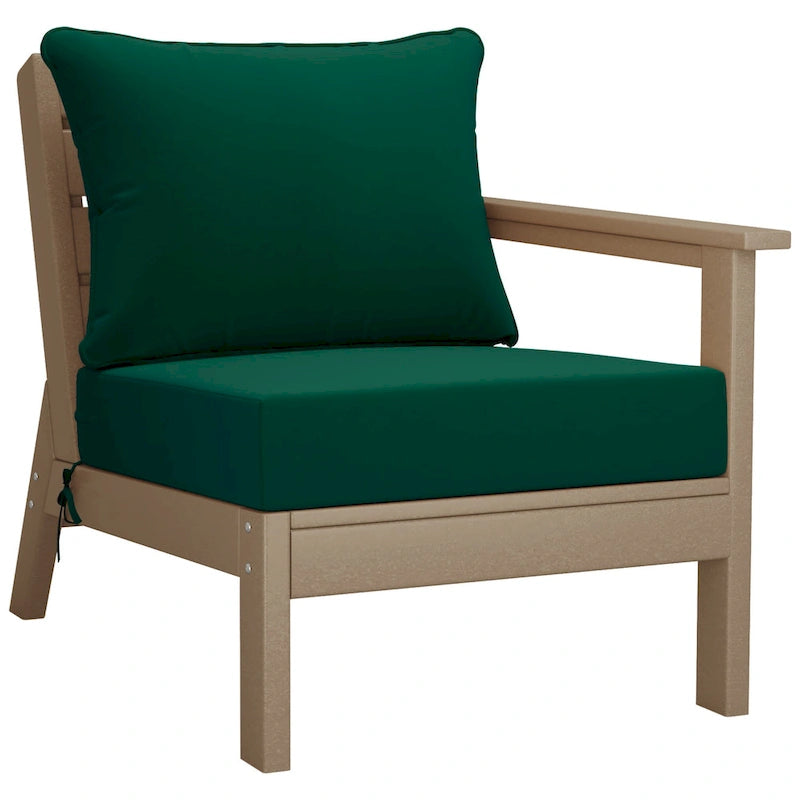 Polytrends Birchwood Canapé d'extérieur 3 places en PEHD aspect bois vieilli résistant aux intempéries, avec coussins (3 pièces)