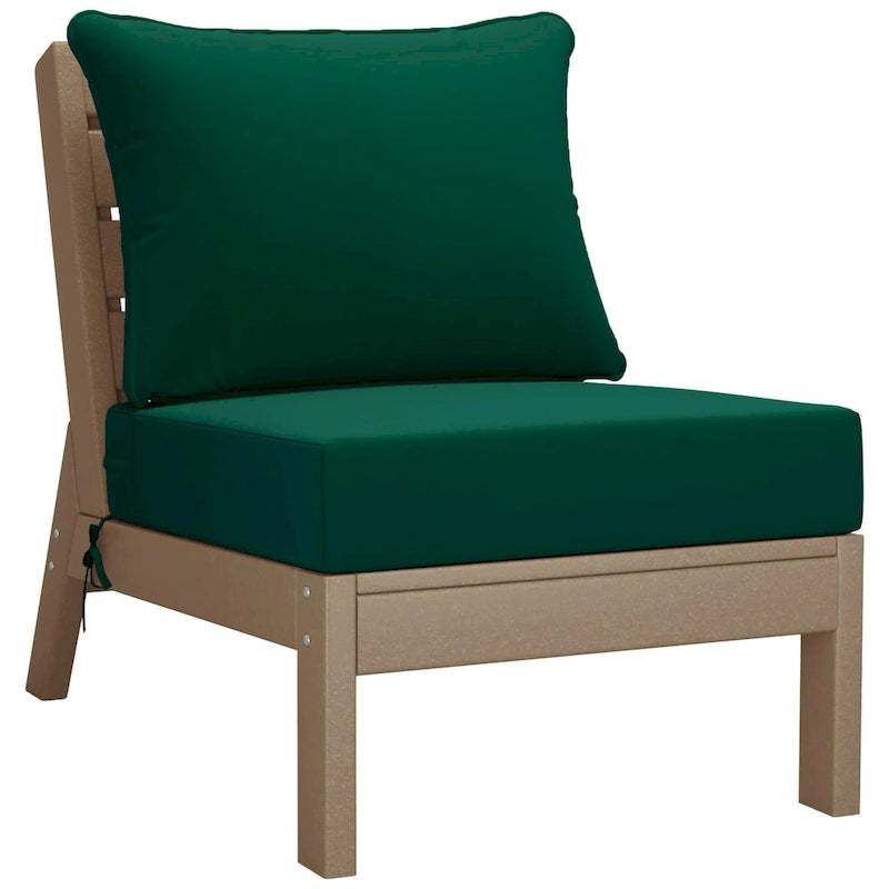 Polytrends Birchwood Canapé d'extérieur 3 places en PEHD aspect bois vieilli résistant aux intempéries, avec coussins (3 pièces)