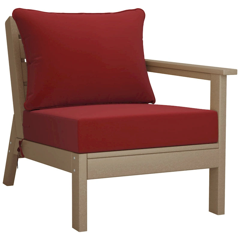 Polytrends Birchwood Canapé d'extérieur 3 places en PEHD aspect bois vieilli résistant aux intempéries, avec coussins (3 pièces)