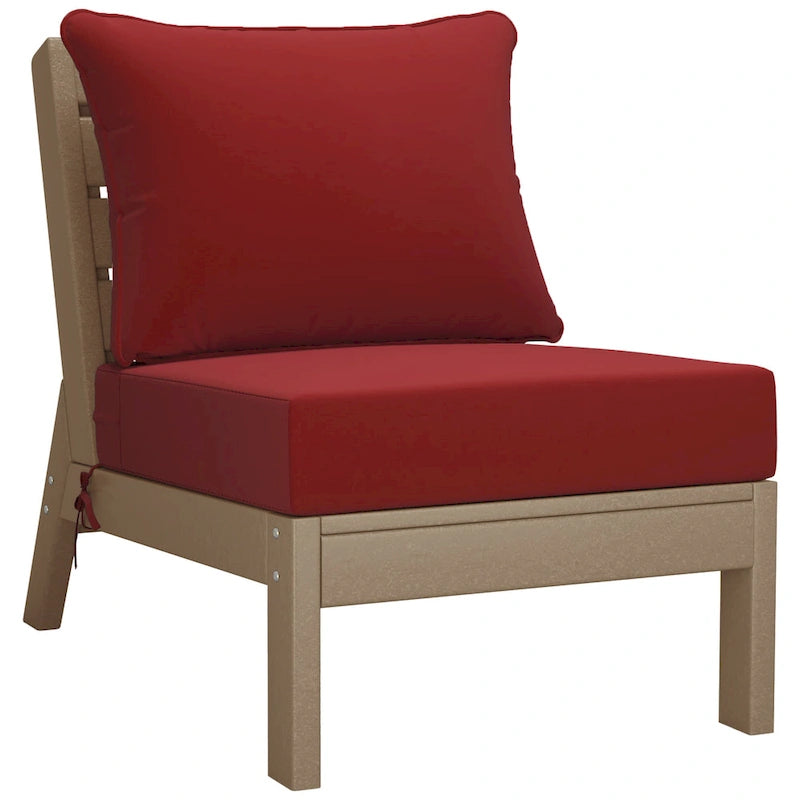 Polytrends Birchwood Canapé d'extérieur 3 places en PEHD aspect bois vieilli résistant aux intempéries, avec coussins (3 pièces)