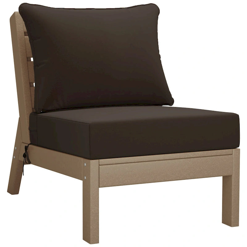Polytrends Birchwood Canapé d'extérieur 3 places en PEHD aspect bois vieilli résistant aux intempéries, avec coussins (3 pièces)