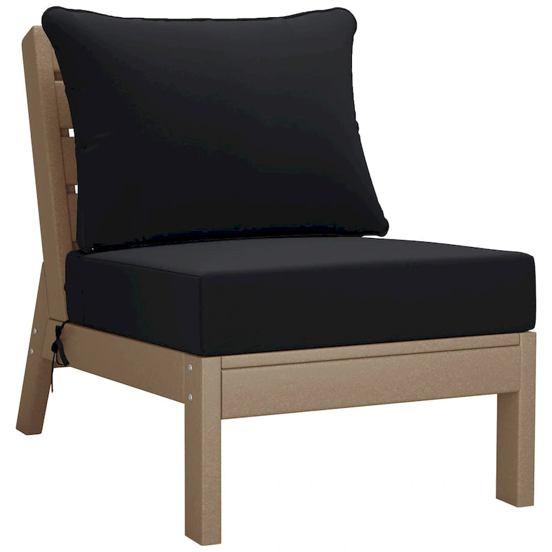 Polytrends Birchwood Canapé d'extérieur 3 places en PEHD aspect bois vieilli résistant aux intempéries, avec coussins (3 pièces)
