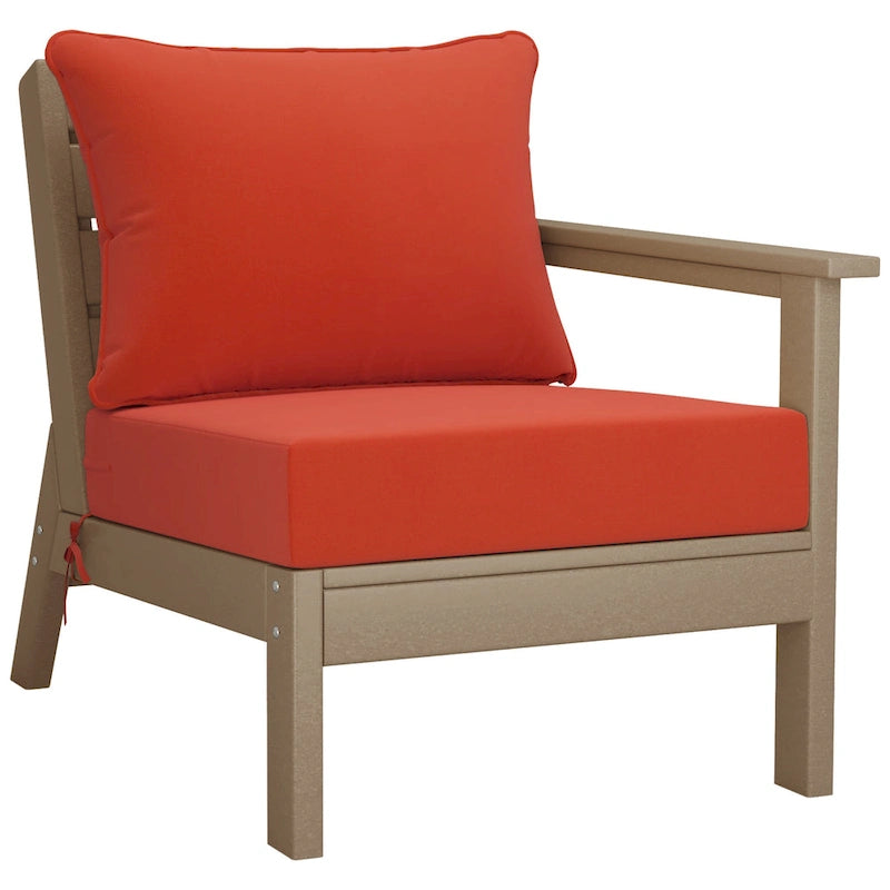 Polytrends Birchwood Canapé d'extérieur 3 places en PEHD aspect bois vieilli résistant aux intempéries, avec coussins (3 pièces)