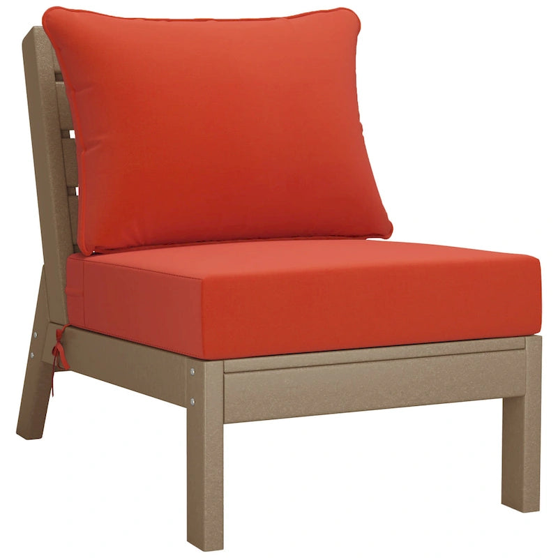 Polytrends Birchwood Canapé d'extérieur 3 places en PEHD aspect bois vieilli résistant aux intempéries, avec coussins (3 pièces)