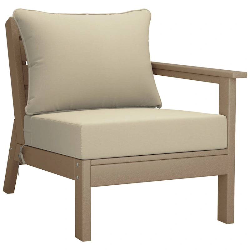Polytrends Birchwood Canapé d'extérieur 3 places en PEHD aspect bois vieilli résistant aux intempéries, avec coussins (3 pièces)