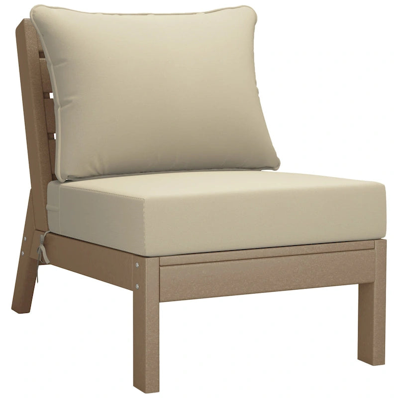 Polytrends Birchwood Canapé d'extérieur 3 places en PEHD aspect bois vieilli résistant aux intempéries, avec coussins (3 pièces)