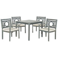 SAFAVIEH Outdoor Living Montclair Ash Grey Acacia Wood 5-piece Beige Cushion Dining Set - 35W x 35D x 30H
