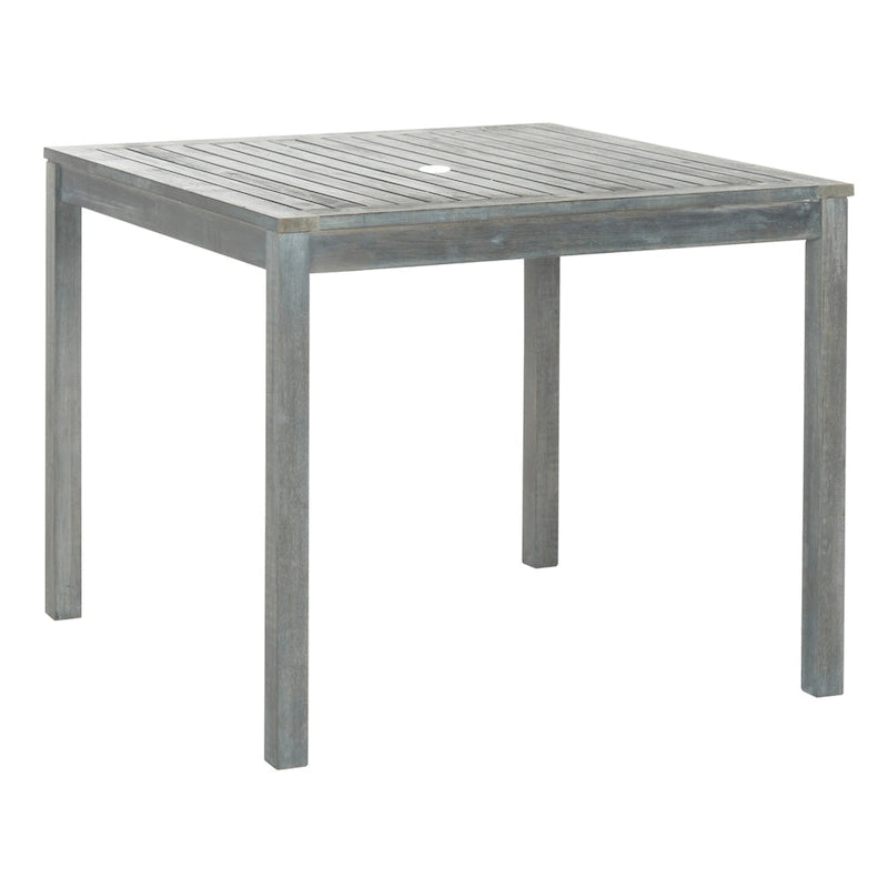 SAFAVIEH Mobilier d'extérieur Montclair en bois d'acacia gris cendré, ensemble de salle à manger 5 pièces avec coussins beiges - 35L x 35P x 30H