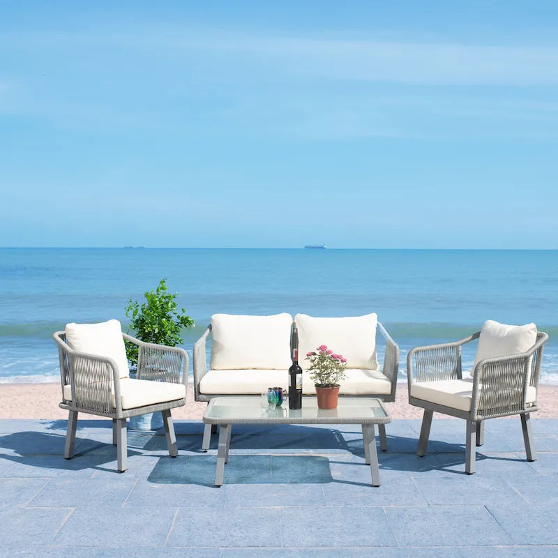 SAFAVIEH Outdoor Living Torsla 4-Piece Rope Patio Set - 52W x 26D x 30H