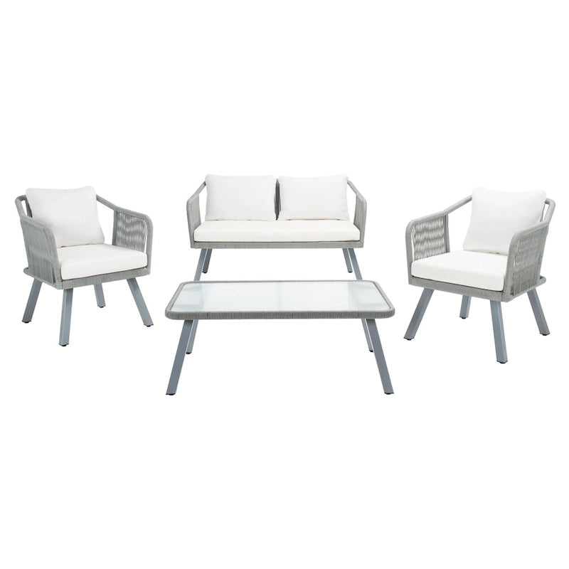 Ensemble de patio Torsla 4 pièces en corde Safavieh pour l'extérieur – 52 larg. x 26 prof. x 30 haut.