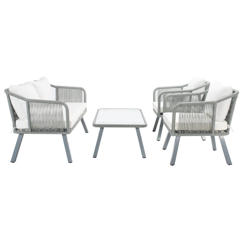 Ensemble de patio Torsla 4 pièces en corde Safavieh pour l'extérieur – 52 larg. x 26 prof. x 30 haut.