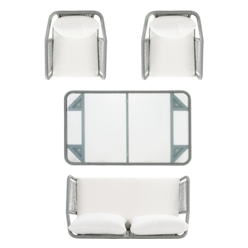Ensemble de patio Torsla 4 pièces en corde Safavieh pour l'extérieur – 52 larg. x 26 prof. x 30 haut.