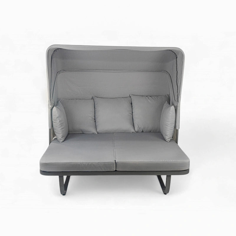 57 lit de repos extérieur en rotin, lit de repos extérieur avec oreillers amovibles pour patio, jardin et piscine