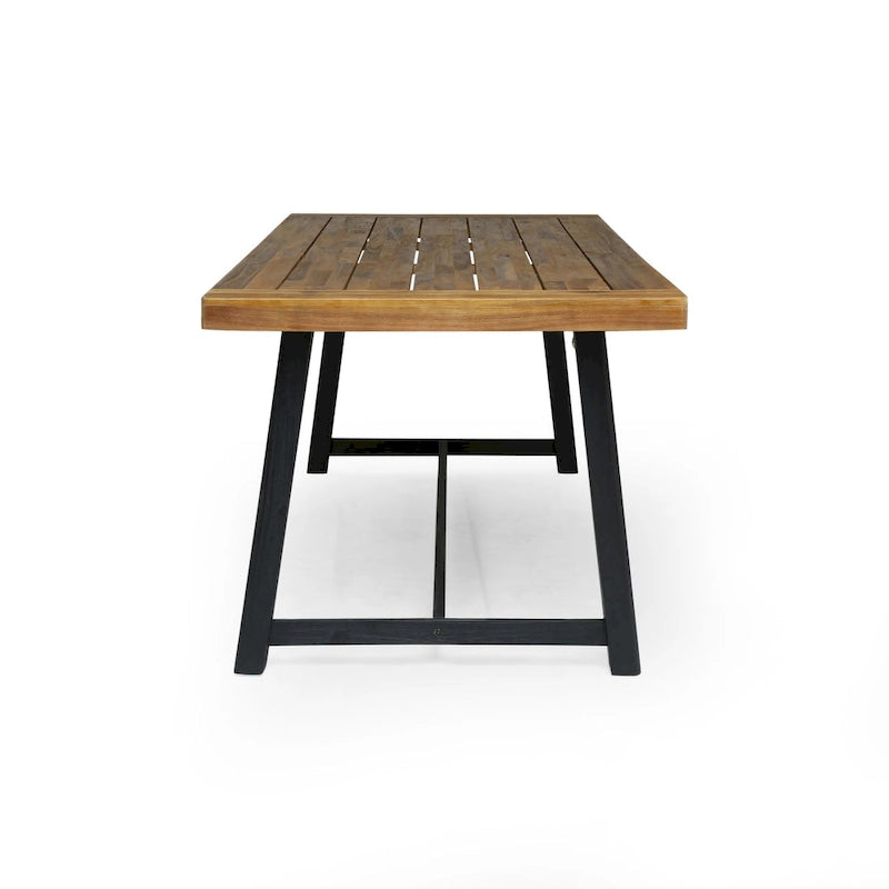 Ensemble de salle à manger d'extérieur 7 pièces Patricia avec table en bois d'acacia et chaises d'appoint en polypropylène par Christopher Knight Home