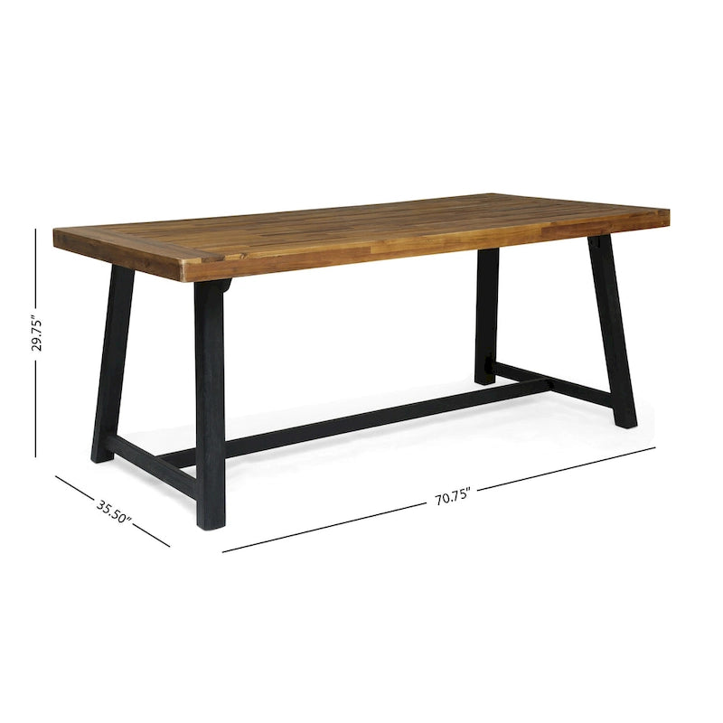Ensemble de salle à manger d'extérieur 7 pièces Patricia avec table en bois d'acacia et chaises d'appoint en polypropylène par Christopher Knight Home