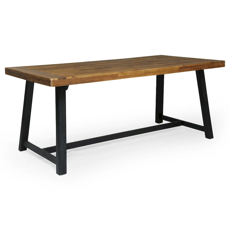 Ensemble de salle à manger d'extérieur 7 pièces Patricia avec table en bois d'acacia et chaises d'appoint en polypropylène par Christopher Knight Home