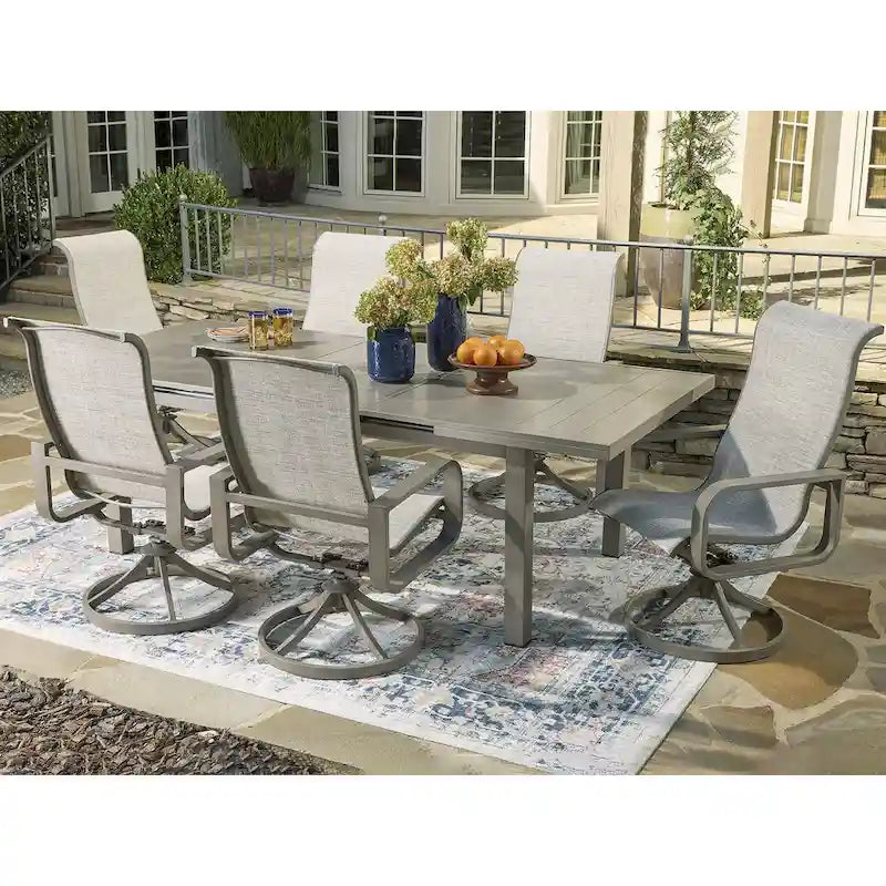 Signature Design by Ashley Beach Front Beige 7-Piece Outdoor Dining Package - 42 W x 94 D x 29.63 H