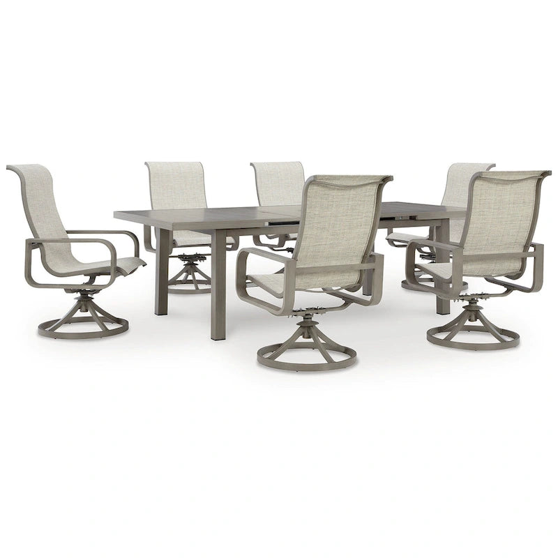Ensemble repas d'extérieur 7 pièces Signature Design by Ashley Beach Front beige – 42 L x 94 P x 29,63 H