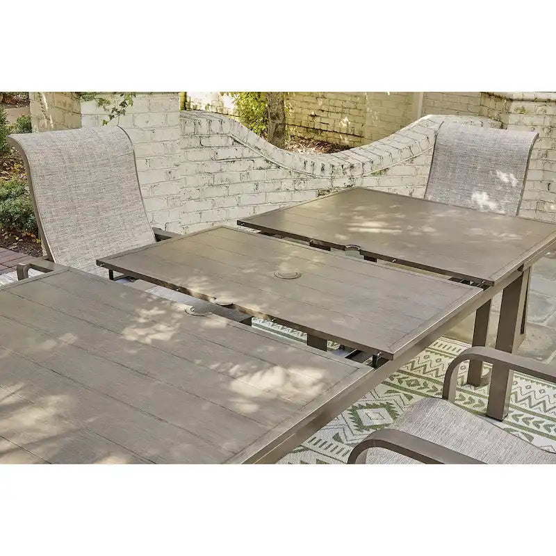 Ensemble repas d'extérieur 7 pièces Signature Design by Ashley Beach Front beige – 42 L x 94 P x 29,63 H