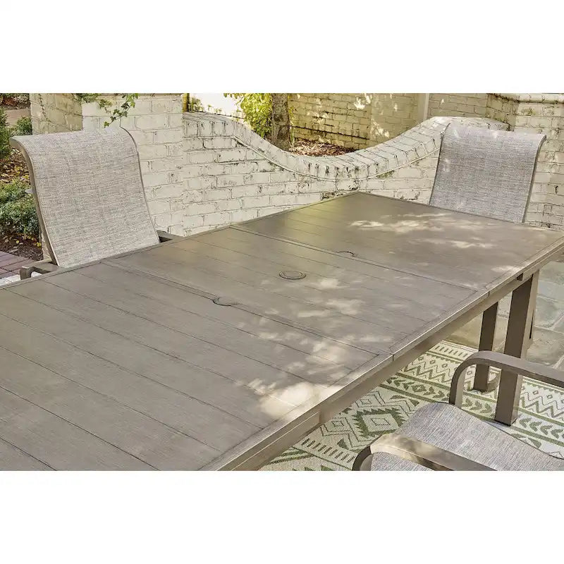 Ensemble repas d'extérieur 7 pièces Signature Design by Ashley Beach Front beige – 42 L x 94 P x 29,63 H
