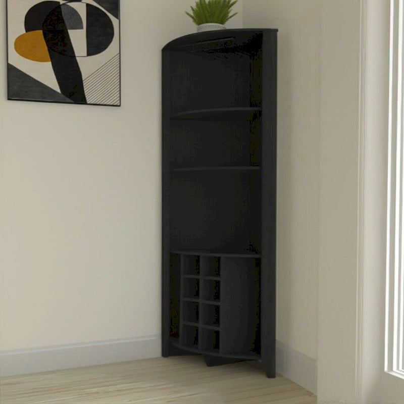 Meuble de bar d'angle en bois noir 71