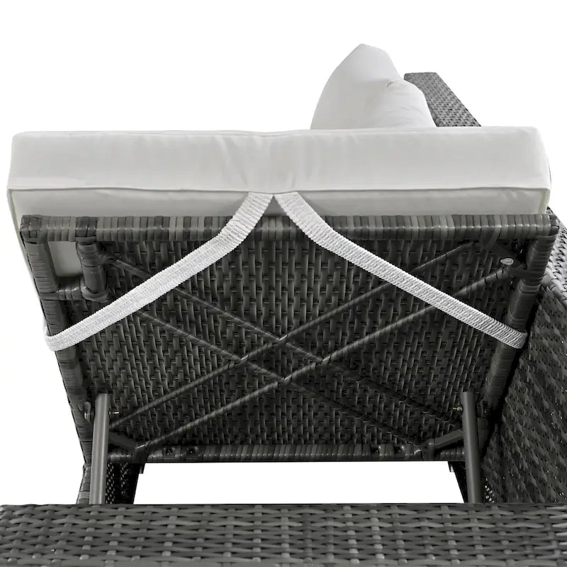Ensemble de canapé d'angle modulaire extérieur 6 pièces en rotin avec siège réglable, coffre de rangement et table à manger