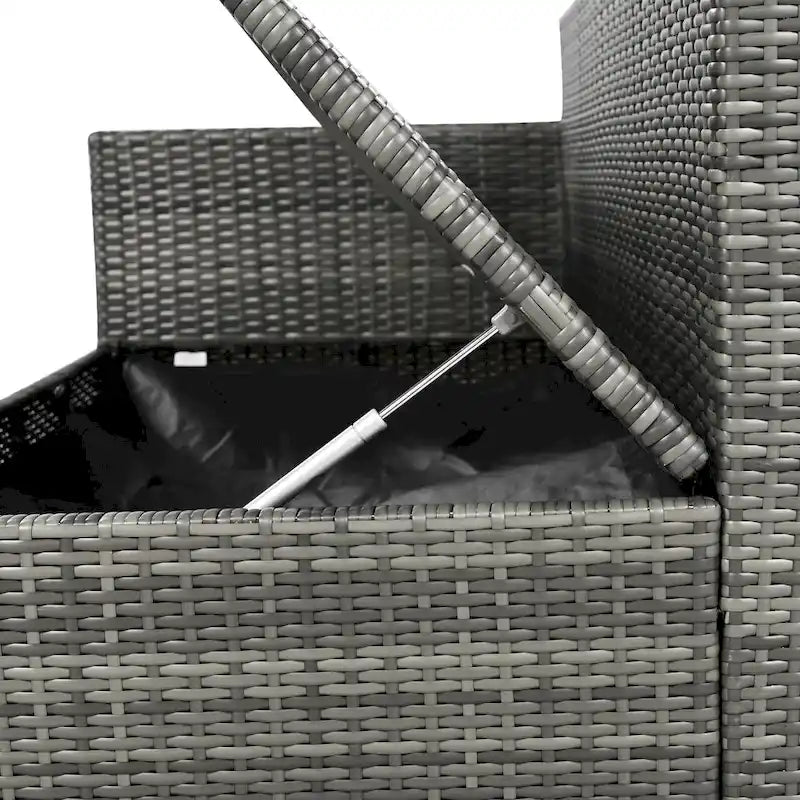 Ensemble de canapé d'angle modulaire extérieur 6 pièces en rotin avec siège réglable, coffre de rangement et table à manger