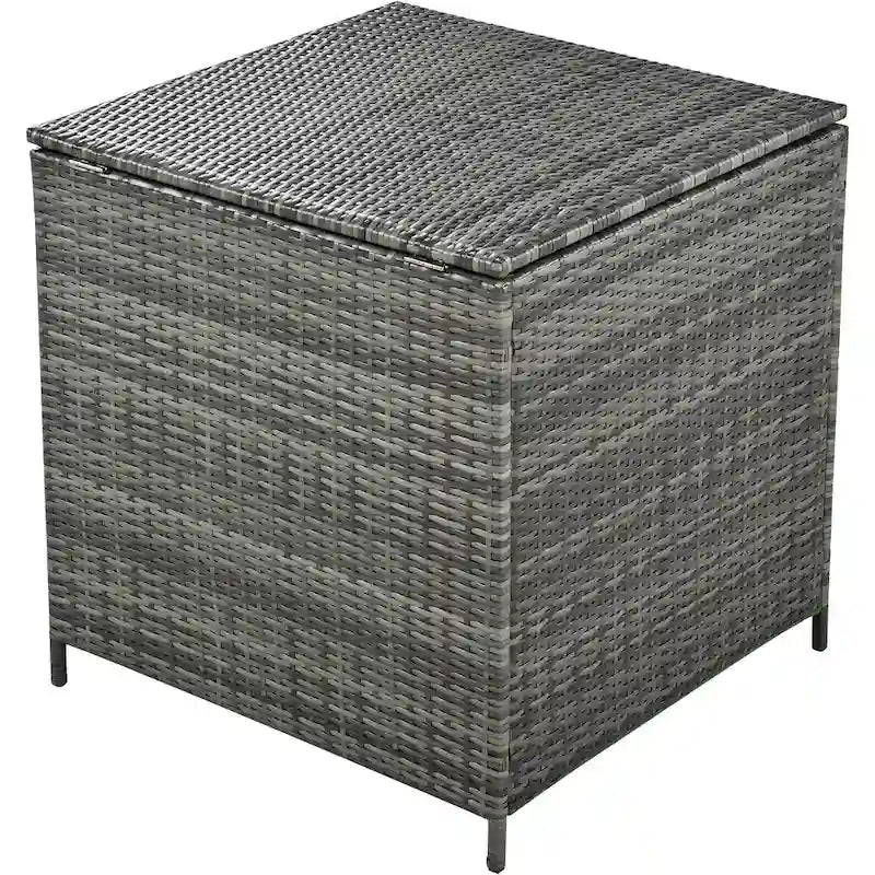 Ensemble de canapé d'angle modulaire extérieur 6 pièces en rotin avec siège réglable, coffre de rangement et table à manger