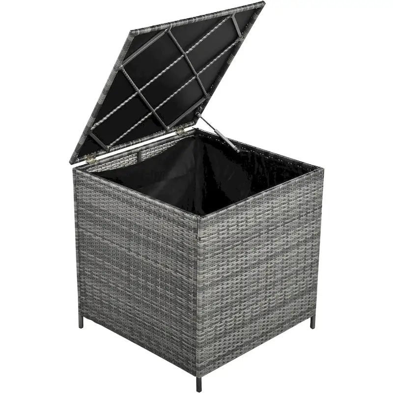 Ensemble de canapé d'angle modulaire extérieur 6 pièces en rotin avec siège réglable, coffre de rangement et table à manger
