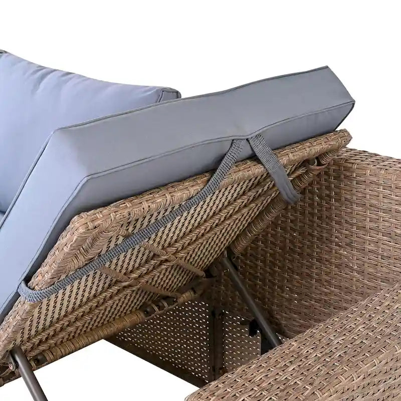 Ensemble de canapé d'angle modulaire extérieur 6 pièces en rotin avec siège réglable, coffre de rangement et table à manger
