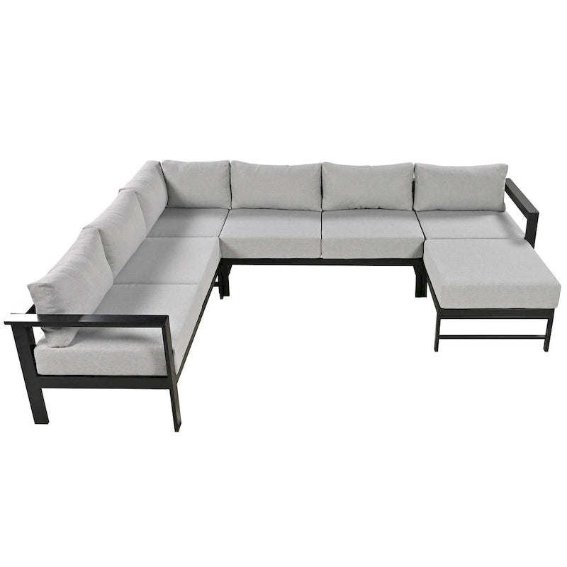 Ensemble de canapé sectionnel d'extérieur 4 pièces en aluminium en forme de U avec coussins épais